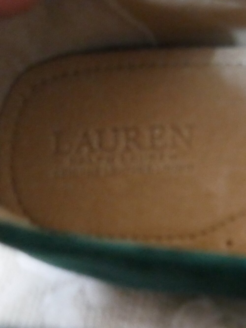 Ralph Lauren Barnsbury Suede Driving Loafer Green Signature Logo Women's Size 9 - Picture 10 of 12